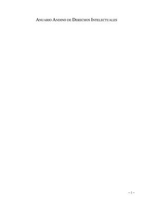 Anuario Andino de Derechos Intelectuales N. 1