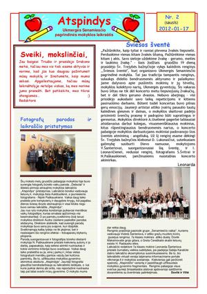 Senamiesčio pagr. mokyklos laikraštėlis Atspindys. Nr. 2 (Sausis)