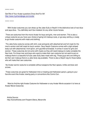 Avatar Movie Costumes - Full Costume and Makeup Choices