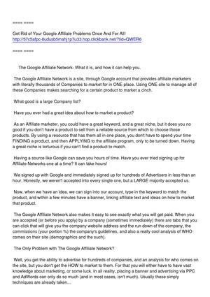 The Google Affiliate Network