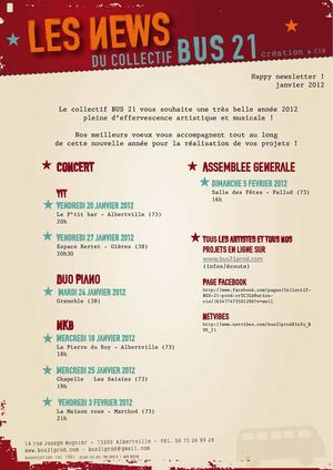 BUS 21 creation et cie - Newsletter janvier 2012