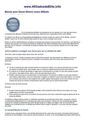 Bonos para ganar dinero como afiliado