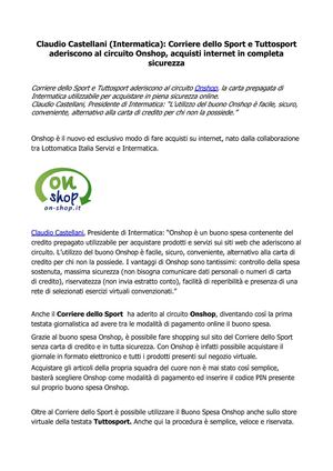 Buono Spesa Onshop anche sullo store virtuale della testata Tuttosport