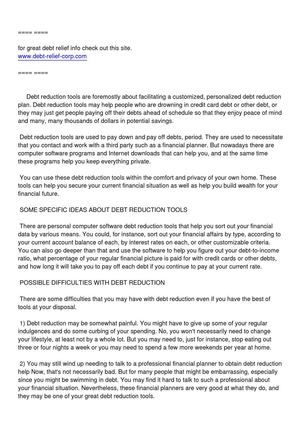 Debt Reduction Planing Tools are Essential for your Financial  Success