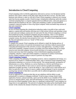 Introduction to Cloud Computing