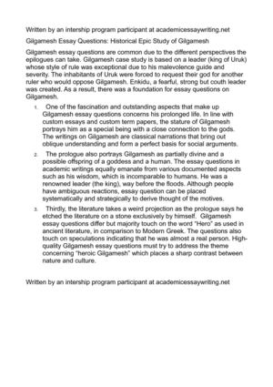 English Essay Question Examples Gilgamesh Essay Questions Historical Epic Study Of Gilgamesh Expert Writer Online also Learning English Essay Example Calamo Gilgamesh Essay Questions Historical Epic Study Of Gilgamesh Assignment Writing Service Review