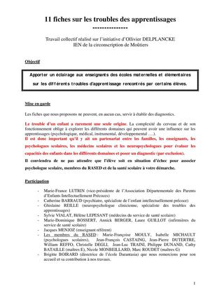 Troubles de l' Apprentissage