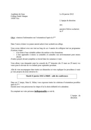 Réunion orientation post-3ème