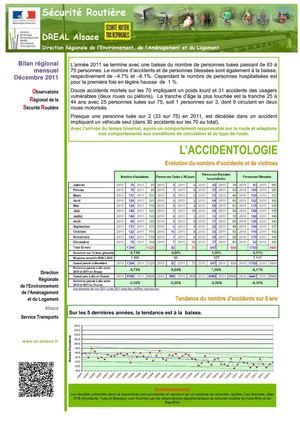 Bilan sécurité routière Alsace décembre  2011