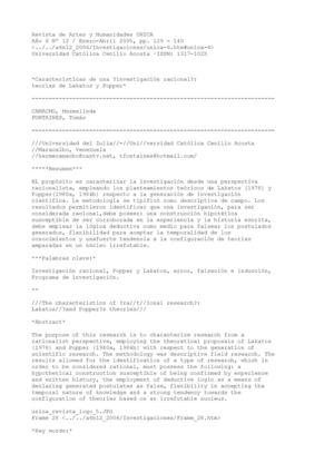 Caracteristicas de una ninvestigación racional: teoria de Lakatos y Popper.