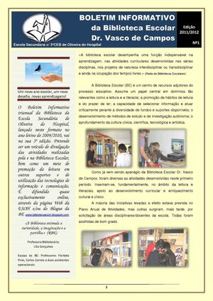 Boletim Informativo da BE nº1 - Edição de 2011/2012