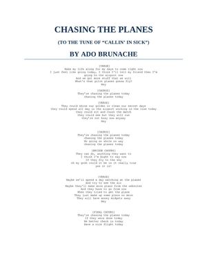 Chasing The Planes Lyrics