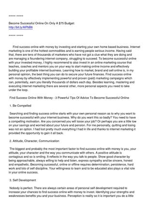 Find Success Online With Money - 4 Powerful Personal Tips Of Advice To Become Successful Online