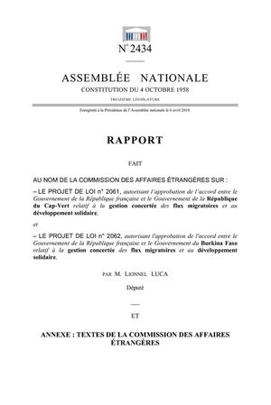 rapport legislatif lionnel LUCA n°2434 