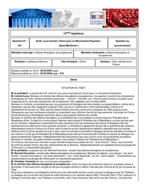 QG Lionnel LUCA situation tibet