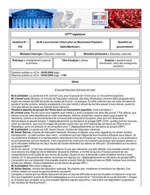 evaluations cm2 QG Lionnel LUCA 2009