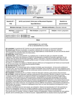 HISTOIRE GEOGRAPHIE AU LYCEE QG Lionnel LUCA