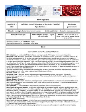 CONFERENCE HANDICAP LIONNEL LUCA