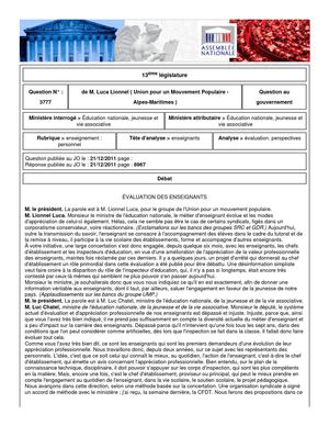 EVALUATIONS ENSEIGNANT LIONNEL LUCA