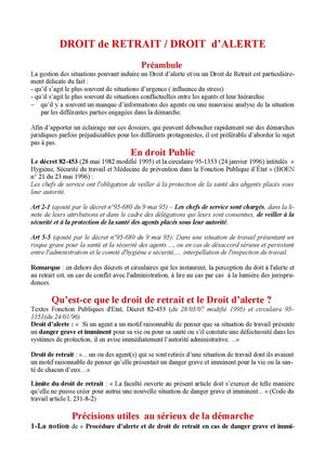 droit de retrait droit d alerte