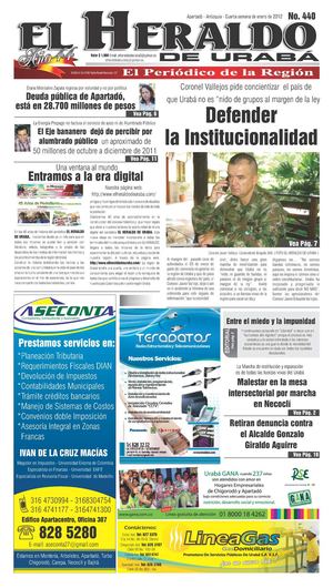 HERALDO DE URABA EDICION 440 Cuarta semana de Enero