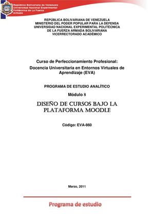 Módulo 8. Diseño de cursos bajo la plataforma Moodle