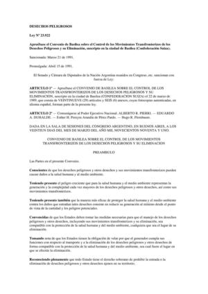 Convenio de Basilea. Desechos peligrosos