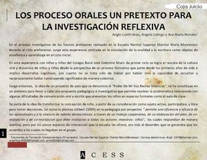 LOS PROCESO ORALES UN PRETEXTO PARA LA INVESTIGACIÓN REFLEXIVA