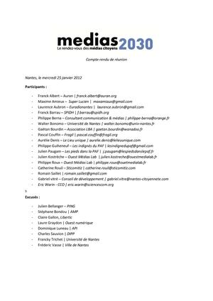 Compte-rendu M2030 - janvier 2012