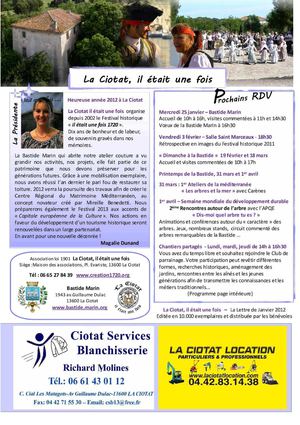 La Lettre de Janvier 2012 - La Ciotat, il était une fois
