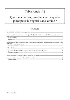 Table ronde n°2 - Actes : Quartiers denses, quartiers verts.. quelle place pour le végétal en ville ?
