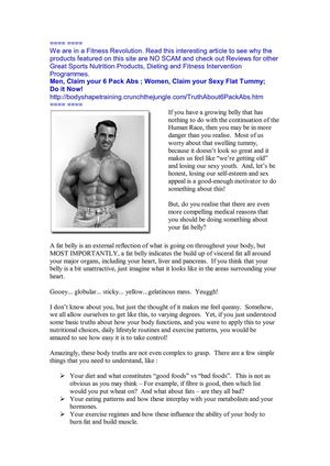 Men, Claim your 6 Pack Abs ; Women, Claim your Sexy Flat Tummy;  Do it Now!