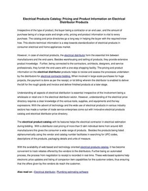 Electrical Products Catalog: Pricing and Product Information on Electrical Distributor Products