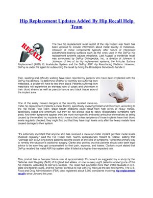 Hip Replacement Updates Added By Hip Recall Help Team