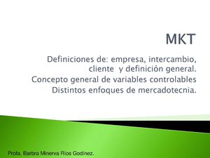 Introducción a MKT: Conceptos básicos y 4p´s.