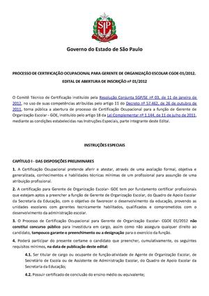 Edital de Abertura das Inscrições CGOE nº 01/2012