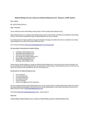 Medical Billing Services, Outsource Medical Billing Services –Request a FREE Quotes