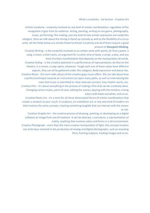 <a href="http://creativegibberish.org">What is creativity</a> - Glossary Part 1 - Creativity and Arts