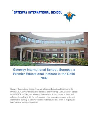 Fabulous and Top CBSE School in Delhi NCR, Haryana, Sonepat, CBSE School, CBSE affiliated Gateway International School