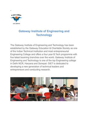 Fabulous and Top Engineering College in Delhi NCR, Sonepat, Haryana. Engineering College, Engineering College Gateway Institute of Engineering and Technology