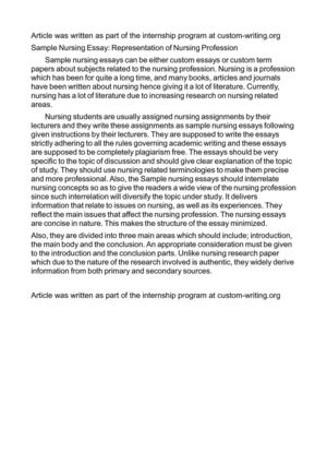 Apa Essay Paper Sample Nursing Essay Representation Of Nursing Profession Essay In English Literature also How To Start A Business Essay Calamo Sample Nursing Essay Representation Of Nursing Profession Persuasive Essay Example High School