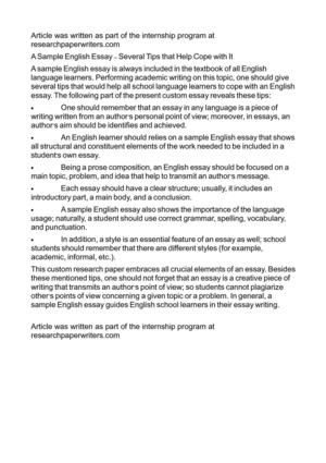 Calamo A Sample English Essay Several Tips That Help Cope With It A Sample English Essay Several Tips That Help Cope With It Examples Of A Proposal Essay also Online Writing Community Quality Article Writing Service