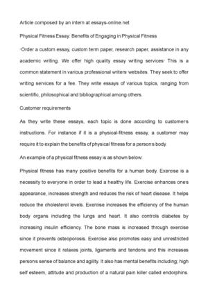 Essay on physical fitness