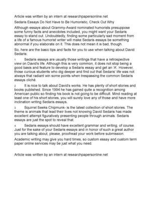 Good Persuasive Essay Example Sedaris Essays Do Not Have To Be Humoristic Check Out Why Essay On Latest Topics also What Is The Value Of A College Education Essay Calamo Sedaris Essays Do Not Have To Be Humoristic Check Out Why Road Safety Essay