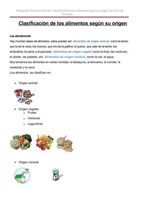 Ejercicios origen alimentos