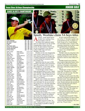Jordan Spieth, class 5A boys