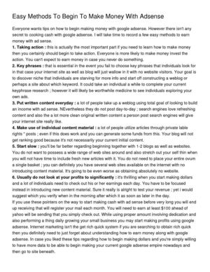 Easy Methods To Begin To Make Money With Adsense