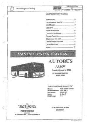 Manuel de bord autobus Vanhool A330/22 STIB (1ère partie)