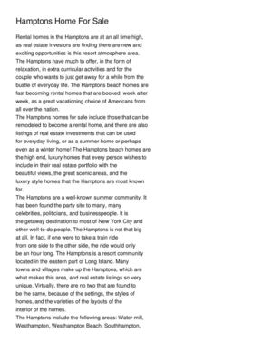 Hamptons Home For Sale