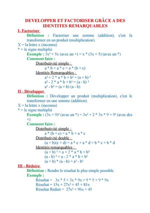 Développer et factoriser des expressions grâce à des identités remarquables